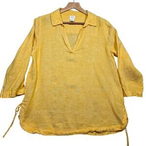 Women's Sigrid Olsen Linen Vneck Side Tie Blouse Size Med